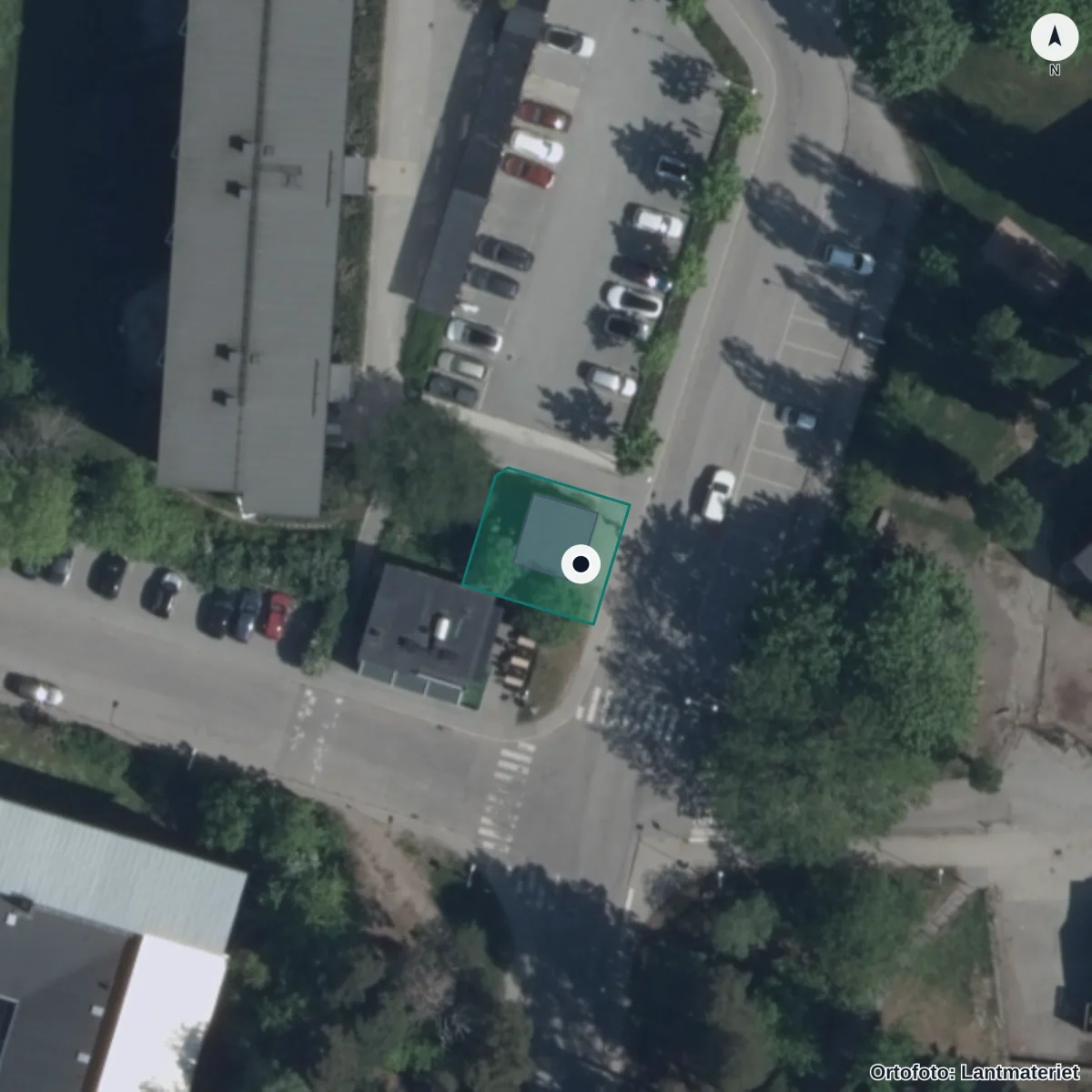 Flygbild över Tellus Förskola, ortofoto från Lantmäteriet