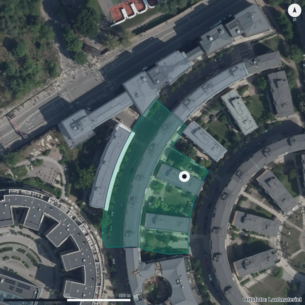 Flygbild över Förskolan Starrängen, ortofoto från Lantmäteriet
