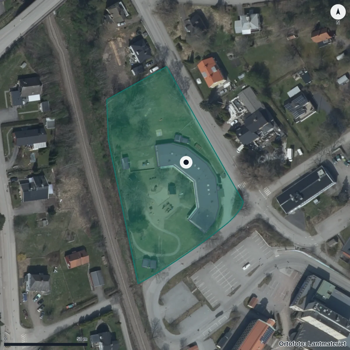 Flygbild över Herrgården, ortofoto från Lantmäteriet