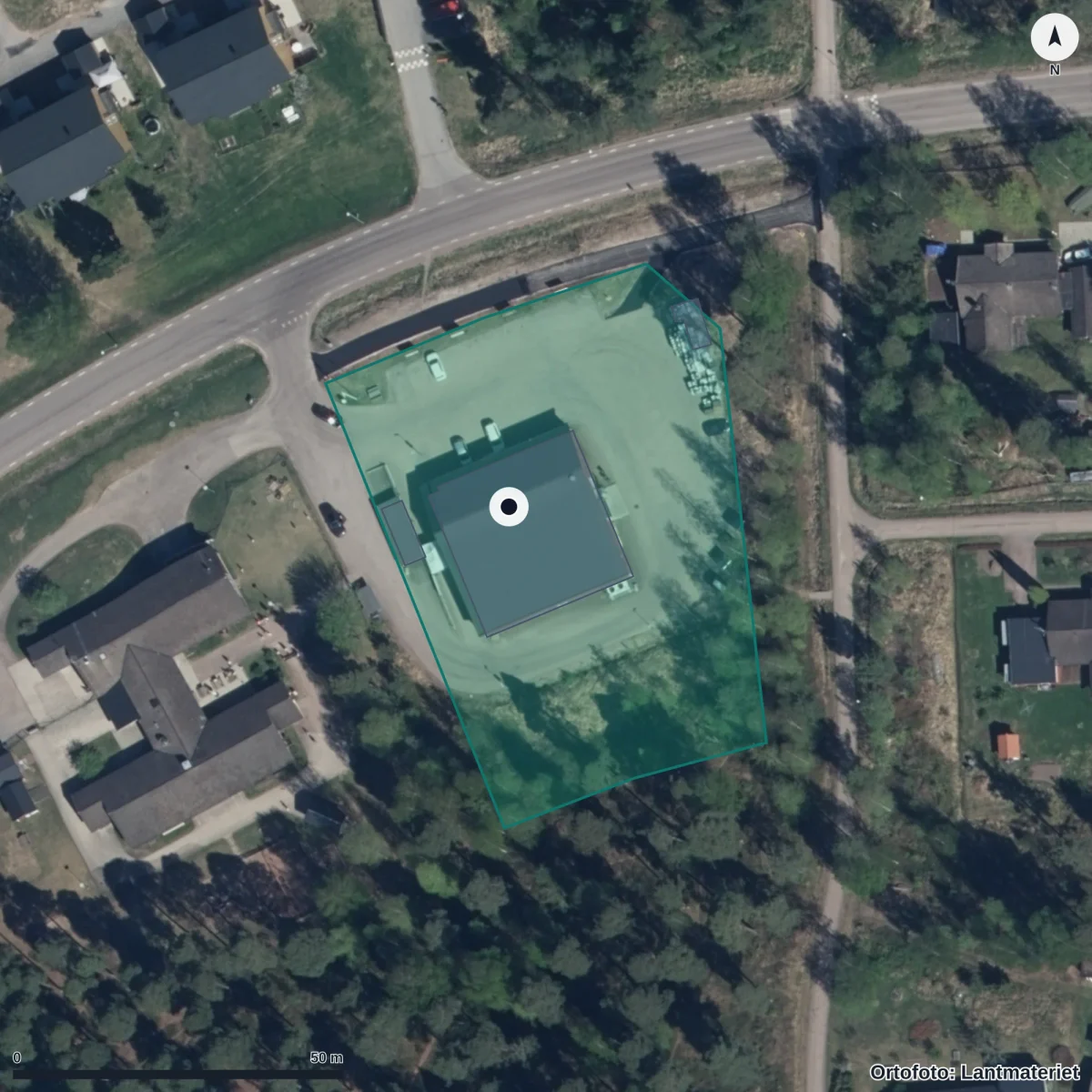 Flygbild över Hånåkni Förskola, ortofoto från Lantmäteriet