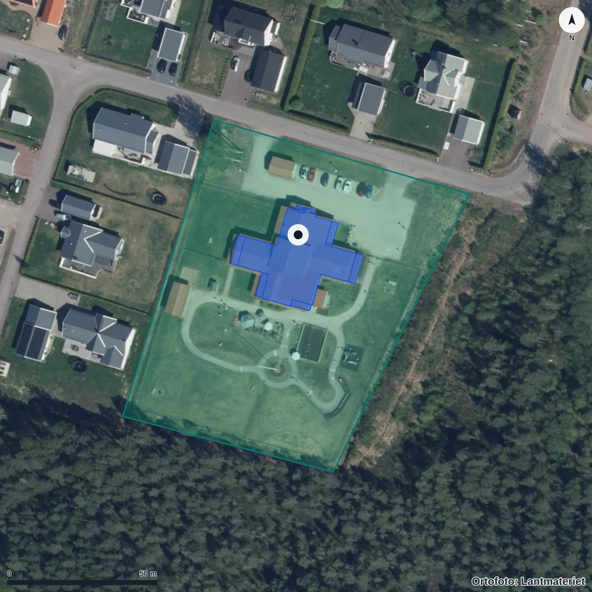 Flygbild över Canada Förskola, ortofoto från Lantmäteriet