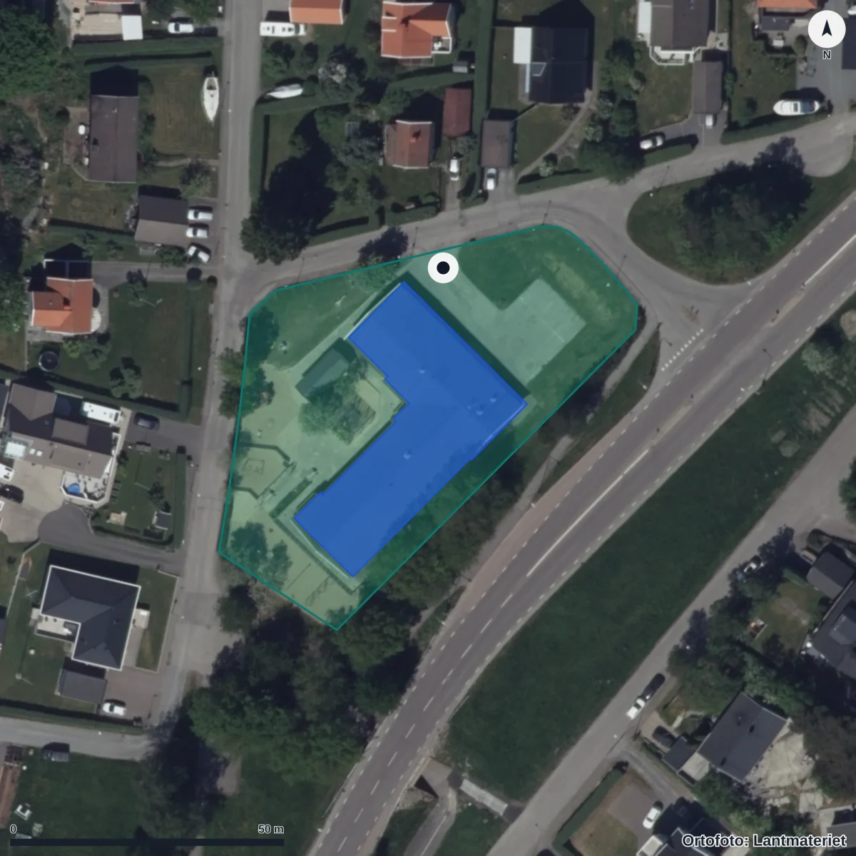 Flygbild över Stenskärsgatan 2 Förskola, ortofoto från Lantmäteriet