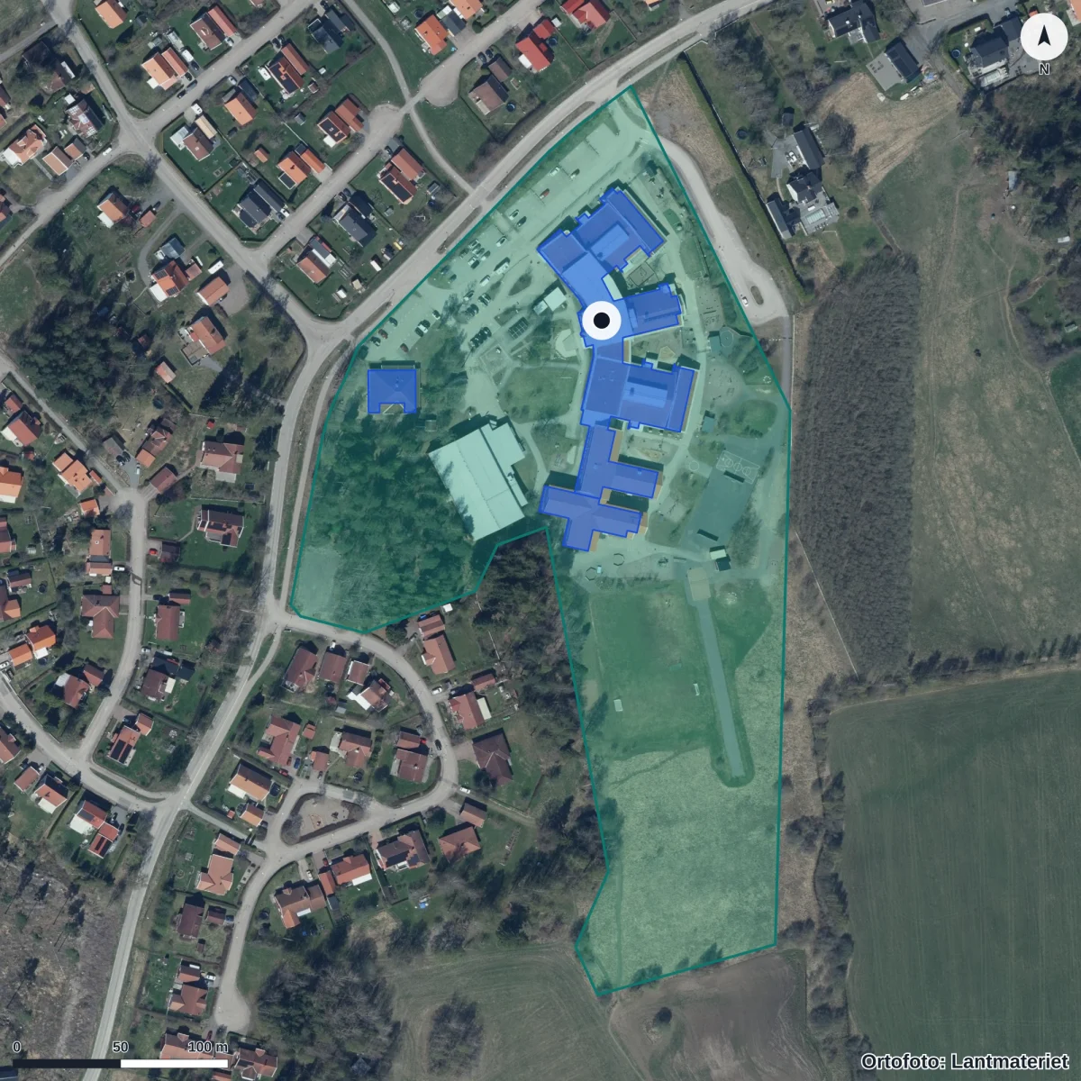 Flygbild över Satelliten, ortofoto från Lantmäteriet