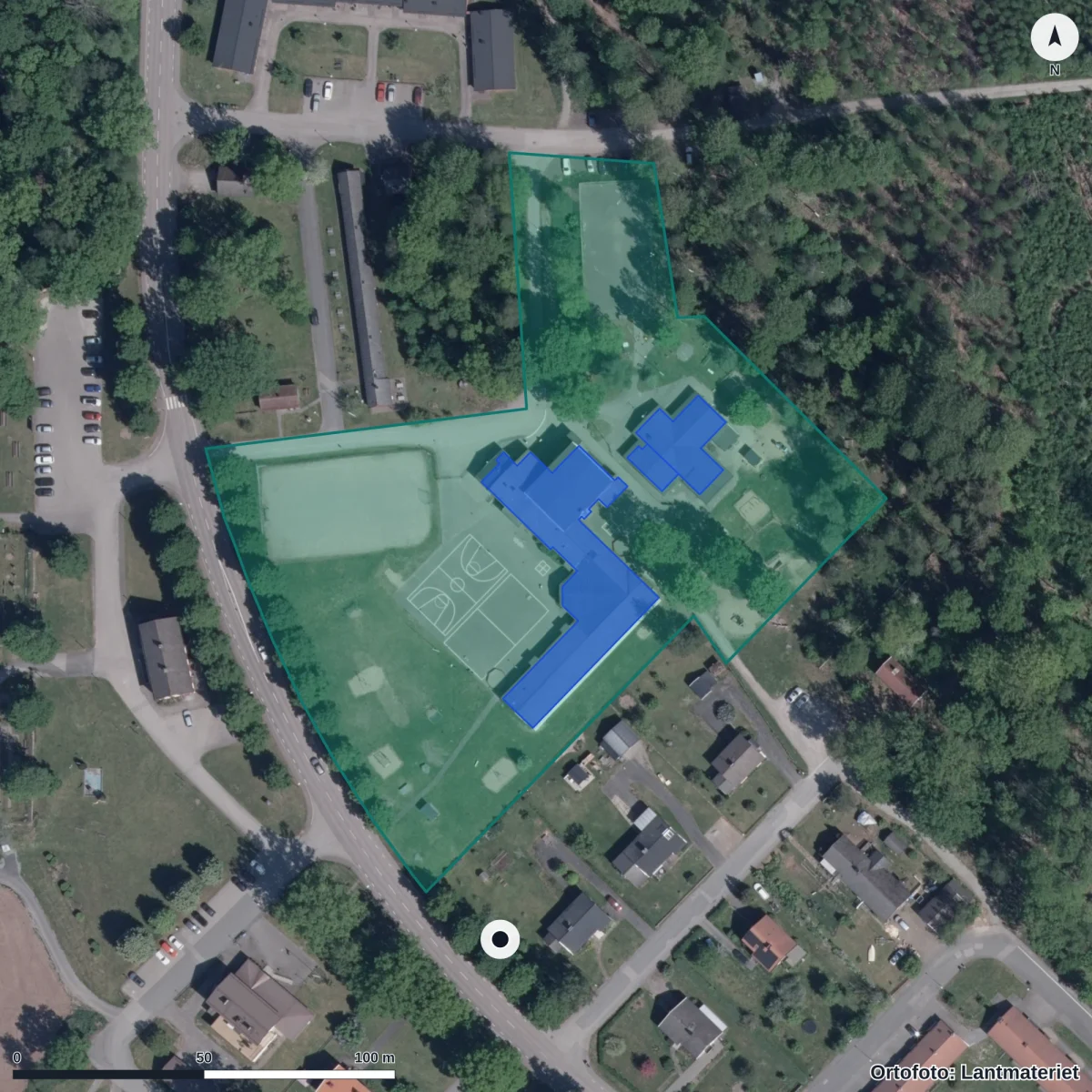Flygbild över Skatan, ortofoto från Lantmäteriet