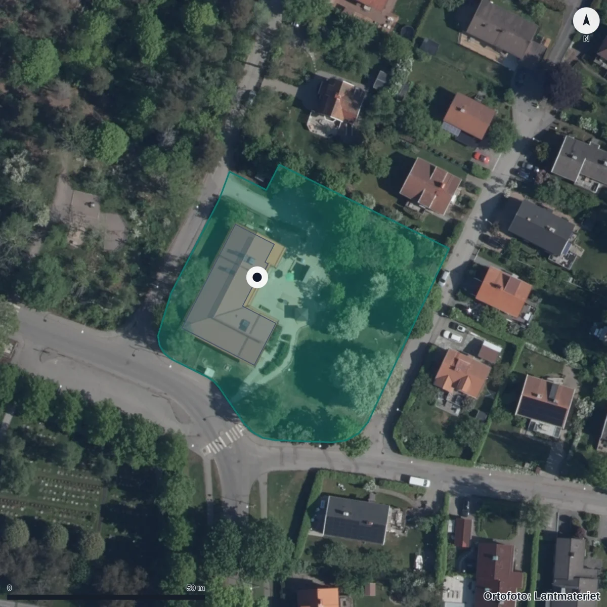 Flygbild över Förskolan Ringarstigen 2, ortofoto från Lantmäteriet