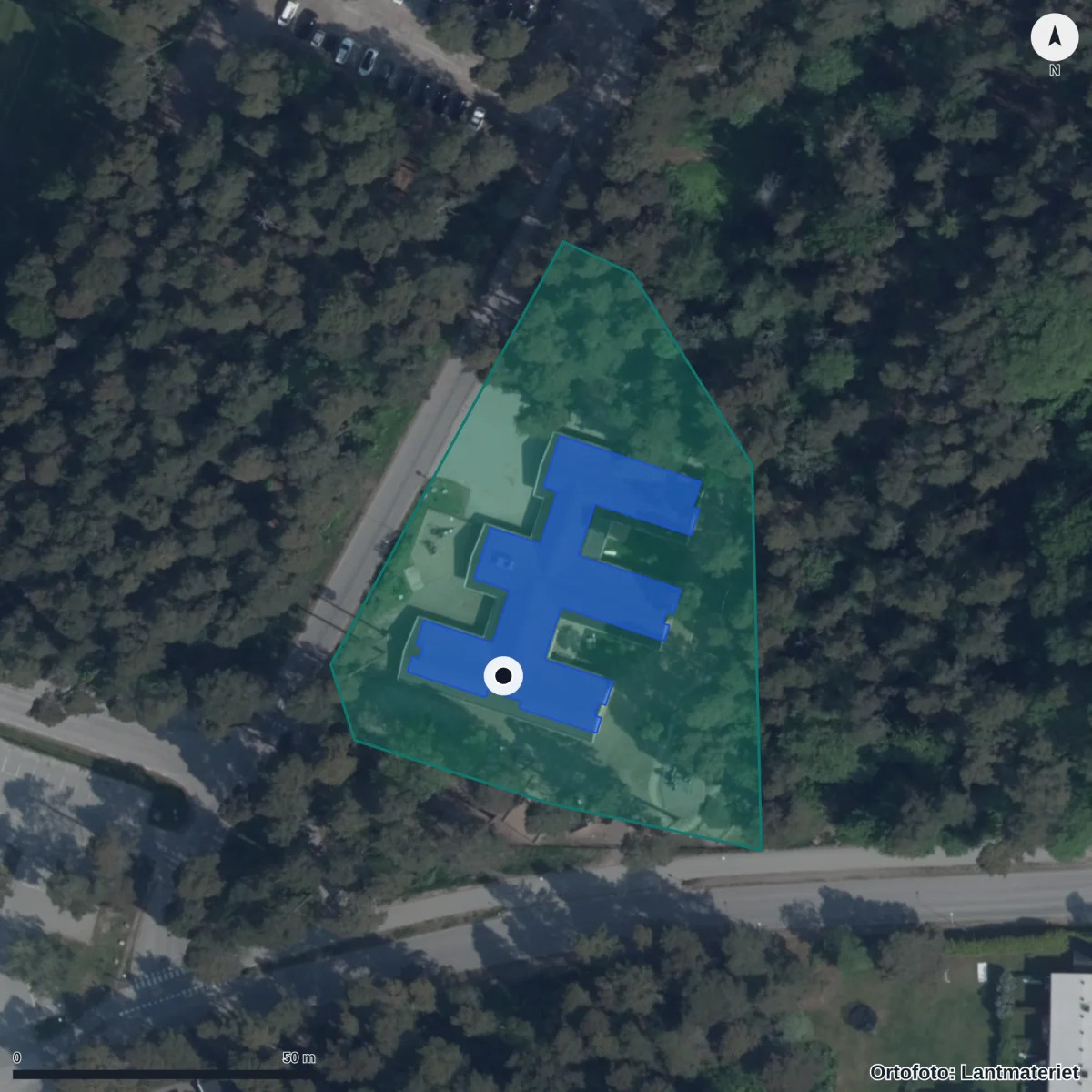 Flygbild över Svangården, ortofoto från Lantmäteriet
