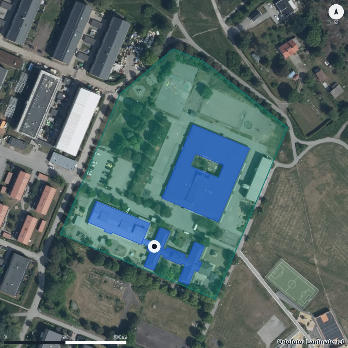 Flygbild över Råby, ortofoto från Lantmäteriet