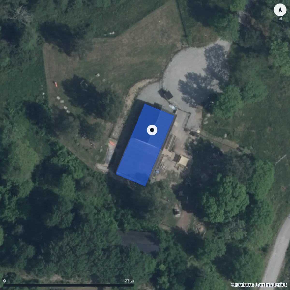 Flygbild över Slottsbyns Förskola, ortofoto från Lantmäteriet