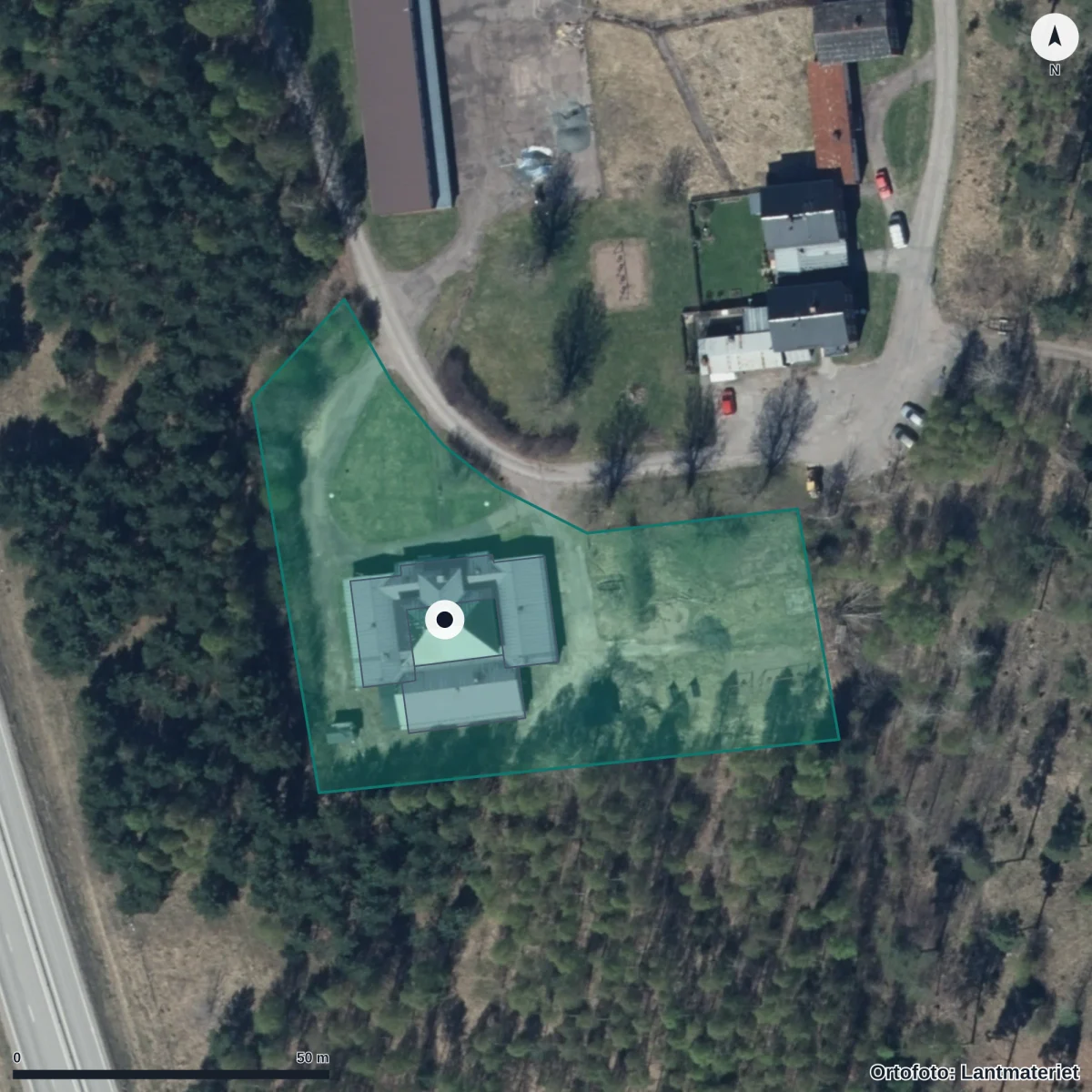 Flygbild över Västerby Förskola, ortofoto från Lantmäteriet