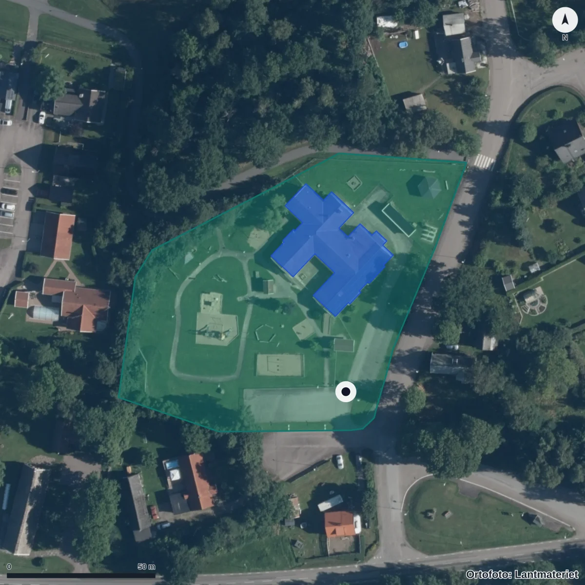 Flygbild över Förskolan Skogsbrynet, ortofoto från Lantmäteriet