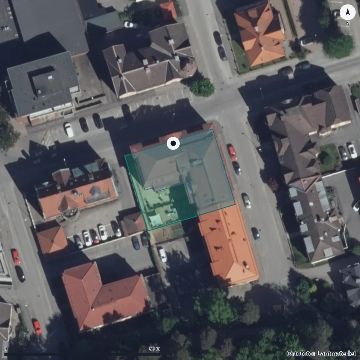 Flygbild över Kvarngårdens Förskola, ortofoto från Lantmäteriet