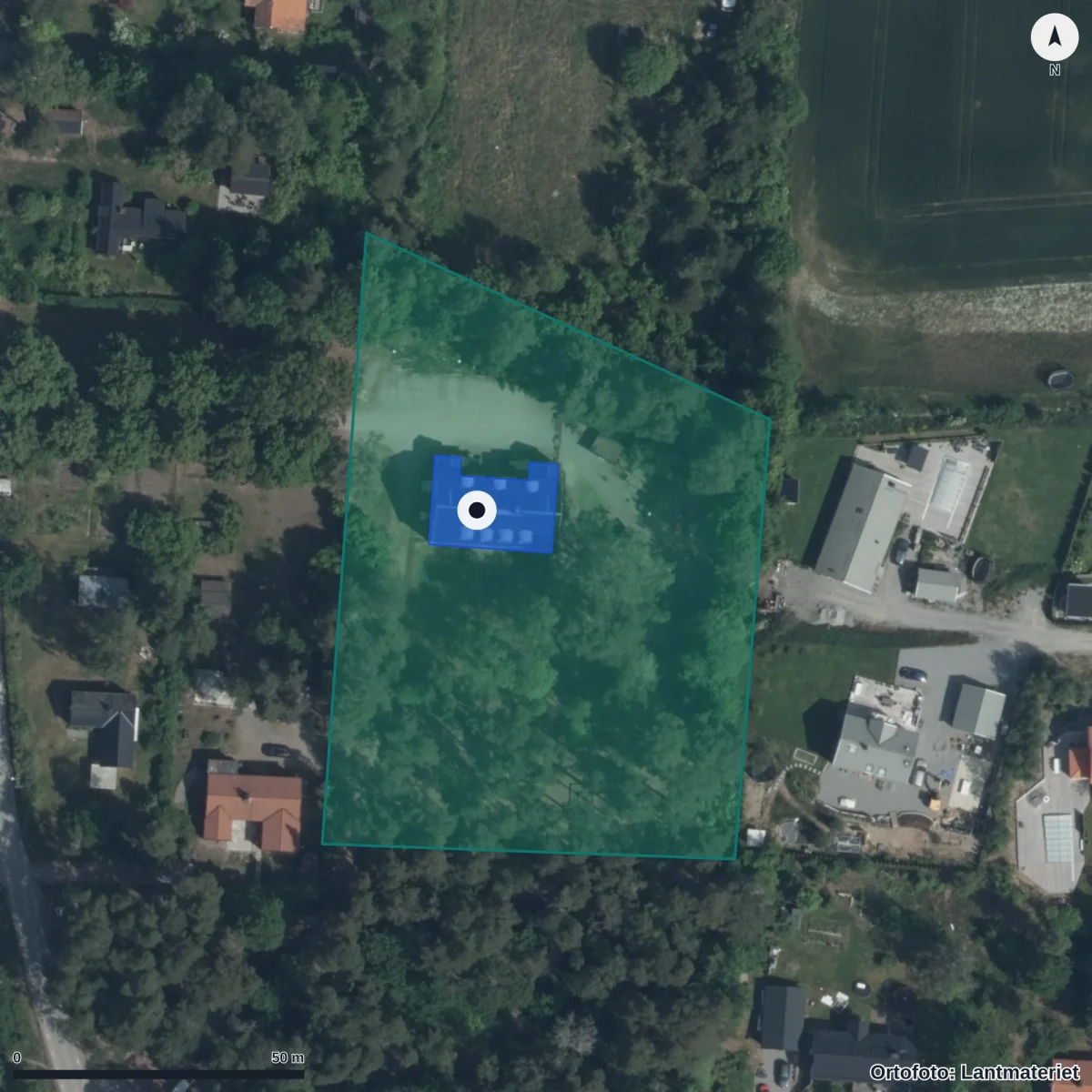 Flygbild över Första Steget Förskolor AB, ortofoto från Lantmäteriet