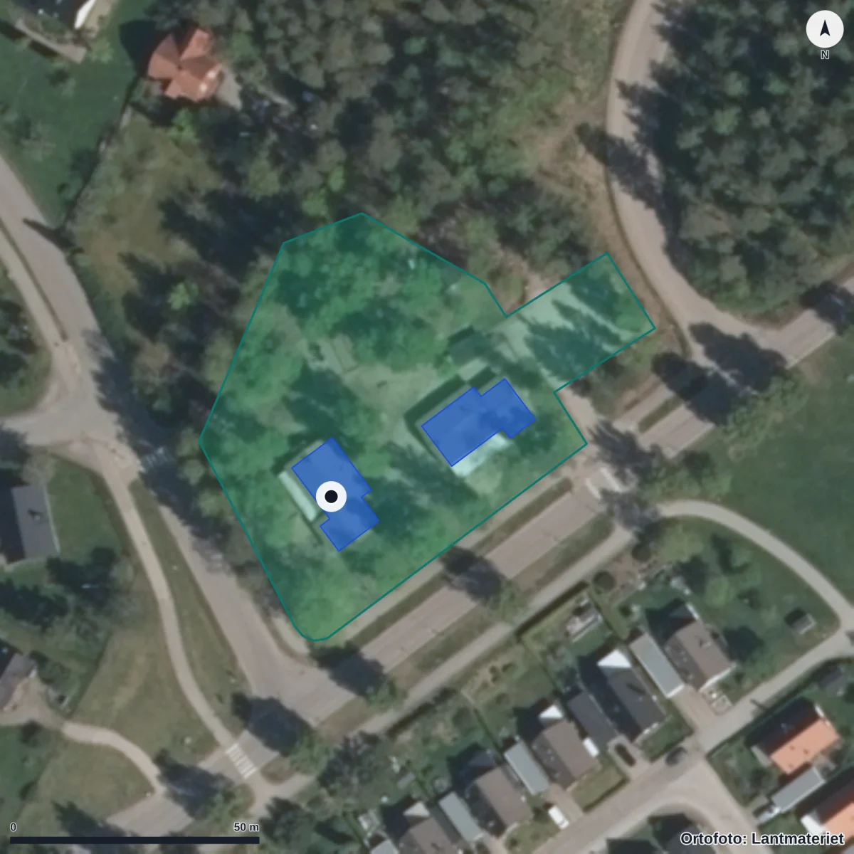 Flygbild över Myrstacken, ortofoto från Lantmäteriet