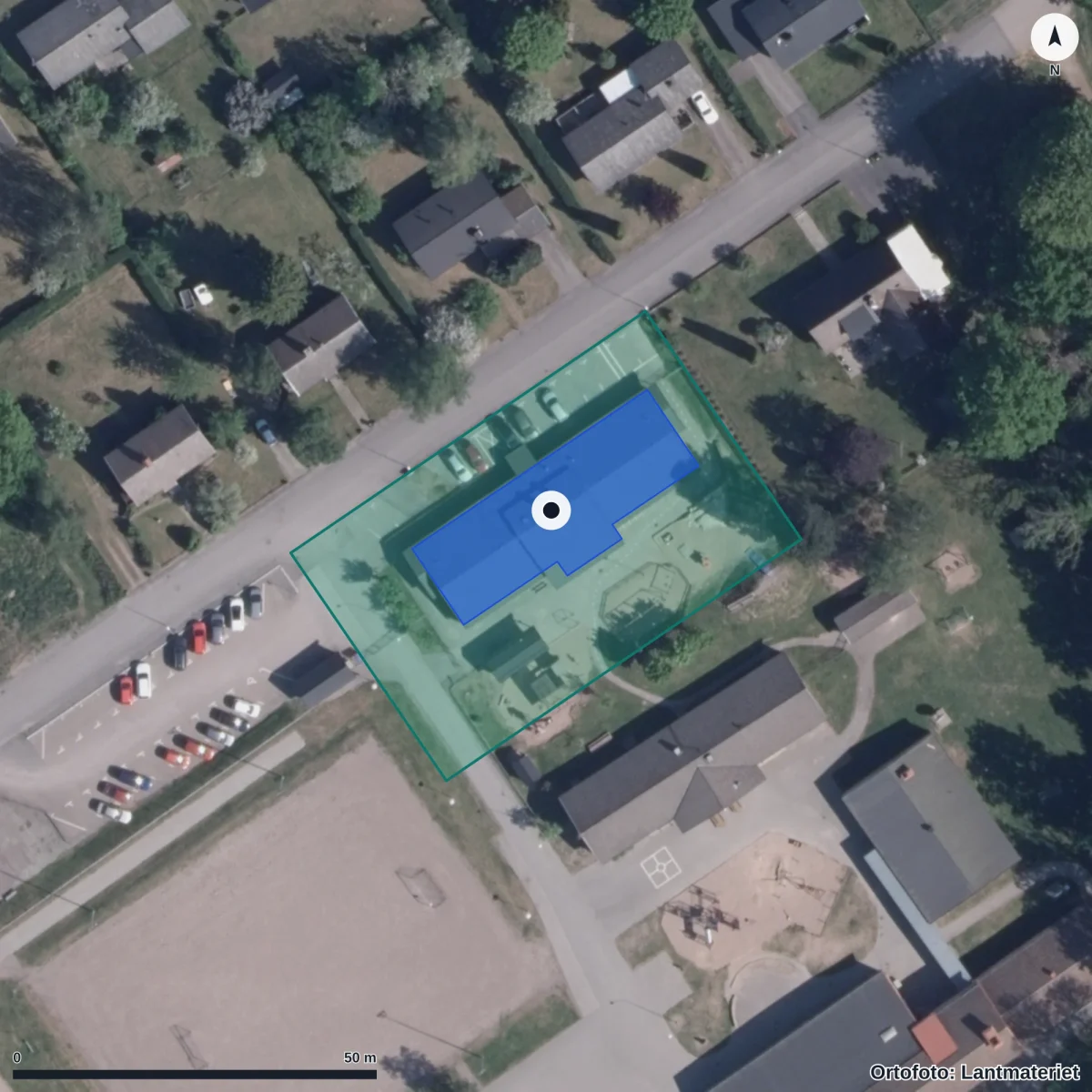 Flygbild över Lillegården, ortofoto från Lantmäteriet