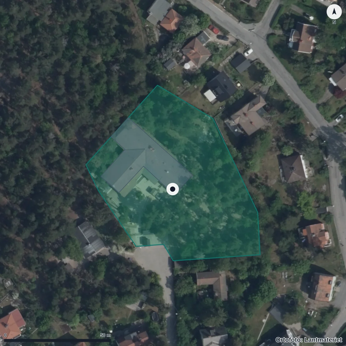 Flygbild över Förskolan Blåkullen, ortofoto från Lantmäteriet