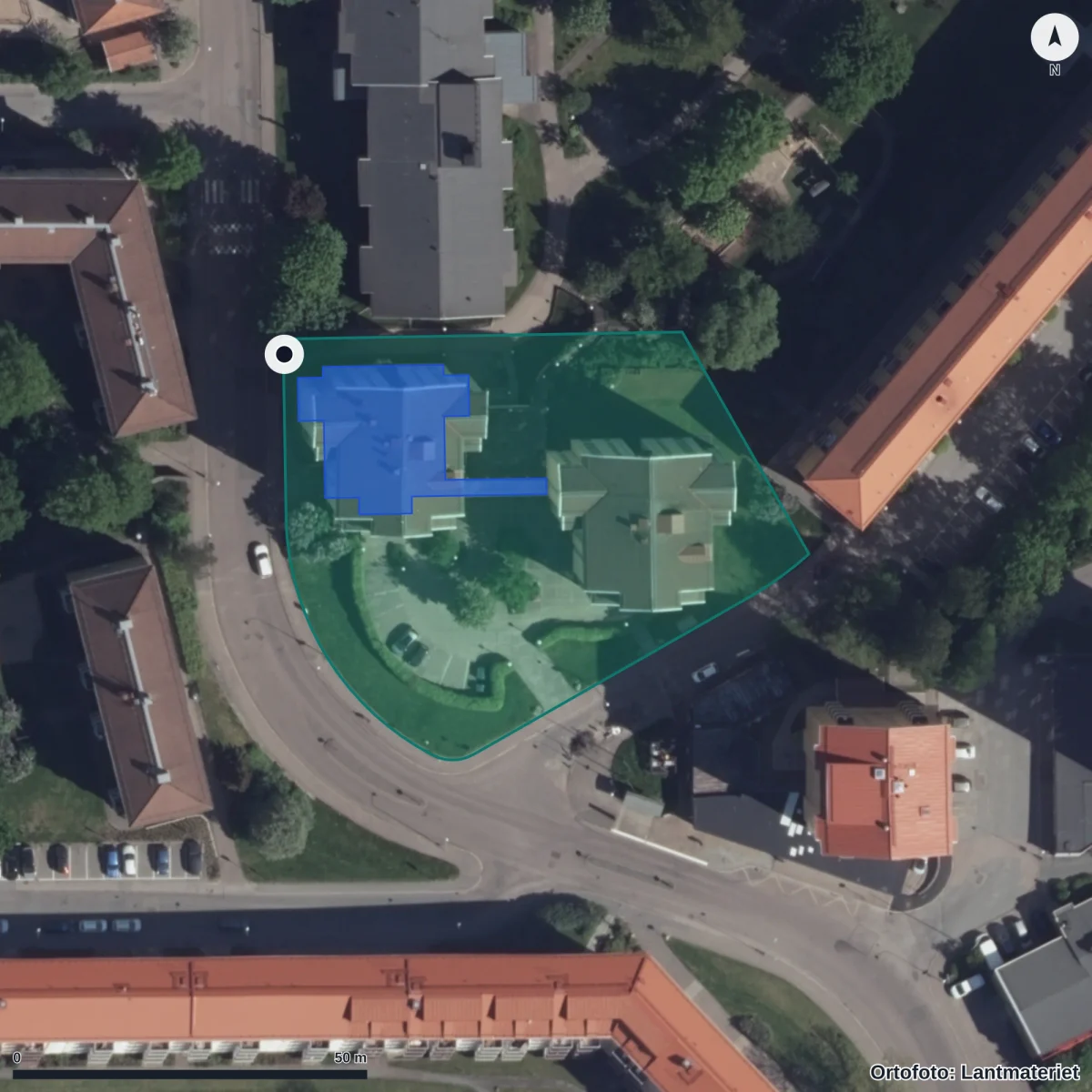 Flygbild över Morängatan 9 Och 18 Förskola, ortofoto från Lantmäteriet