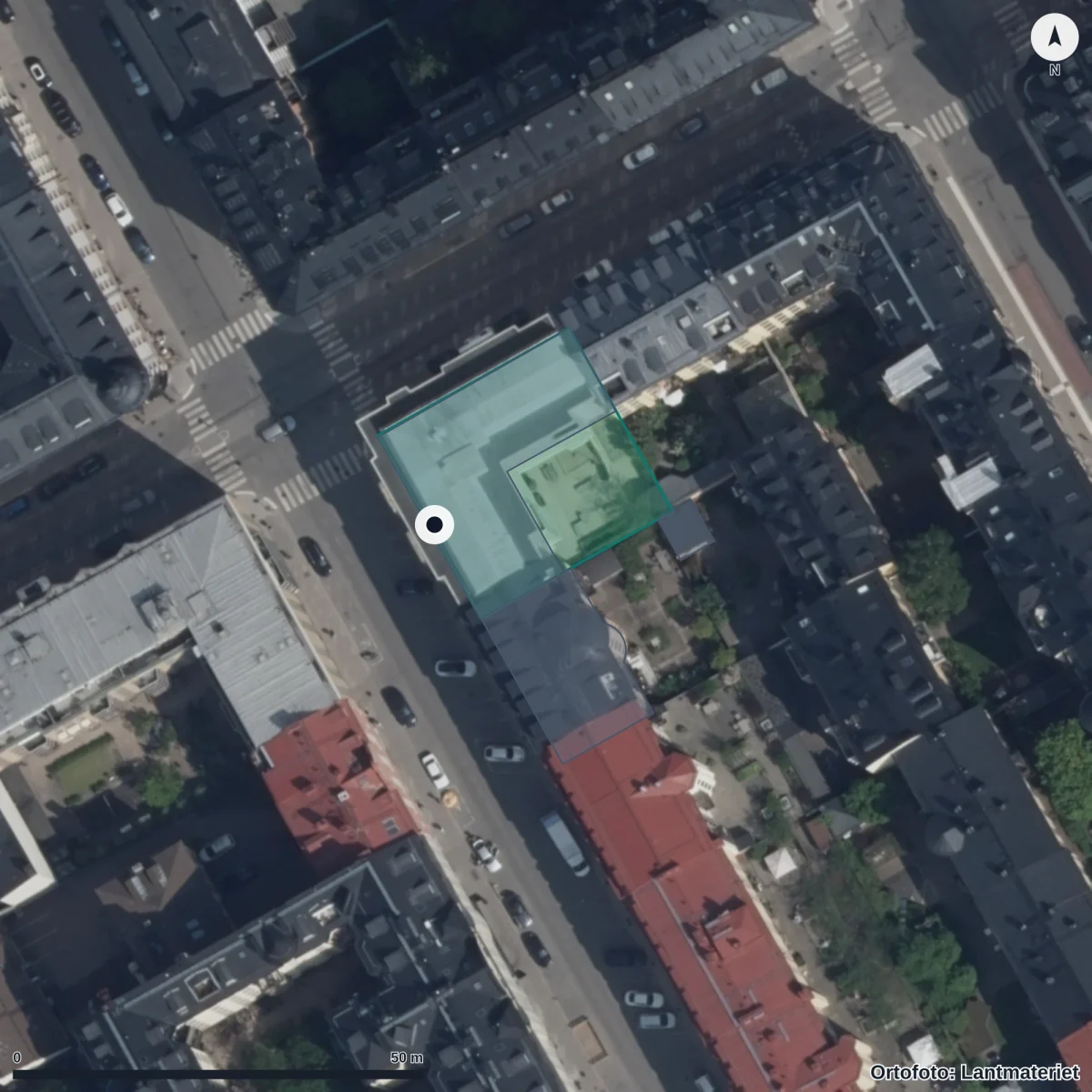 Flygbild över Förskolan Blåklinten, ortofoto från Lantmäteriet