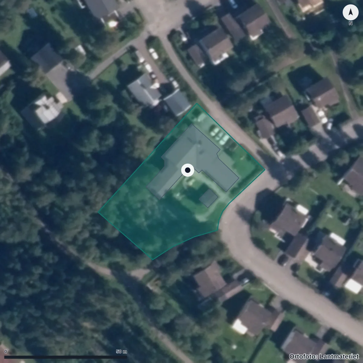 Flygbild över Dungens Förskola, ortofoto från Lantmäteriet