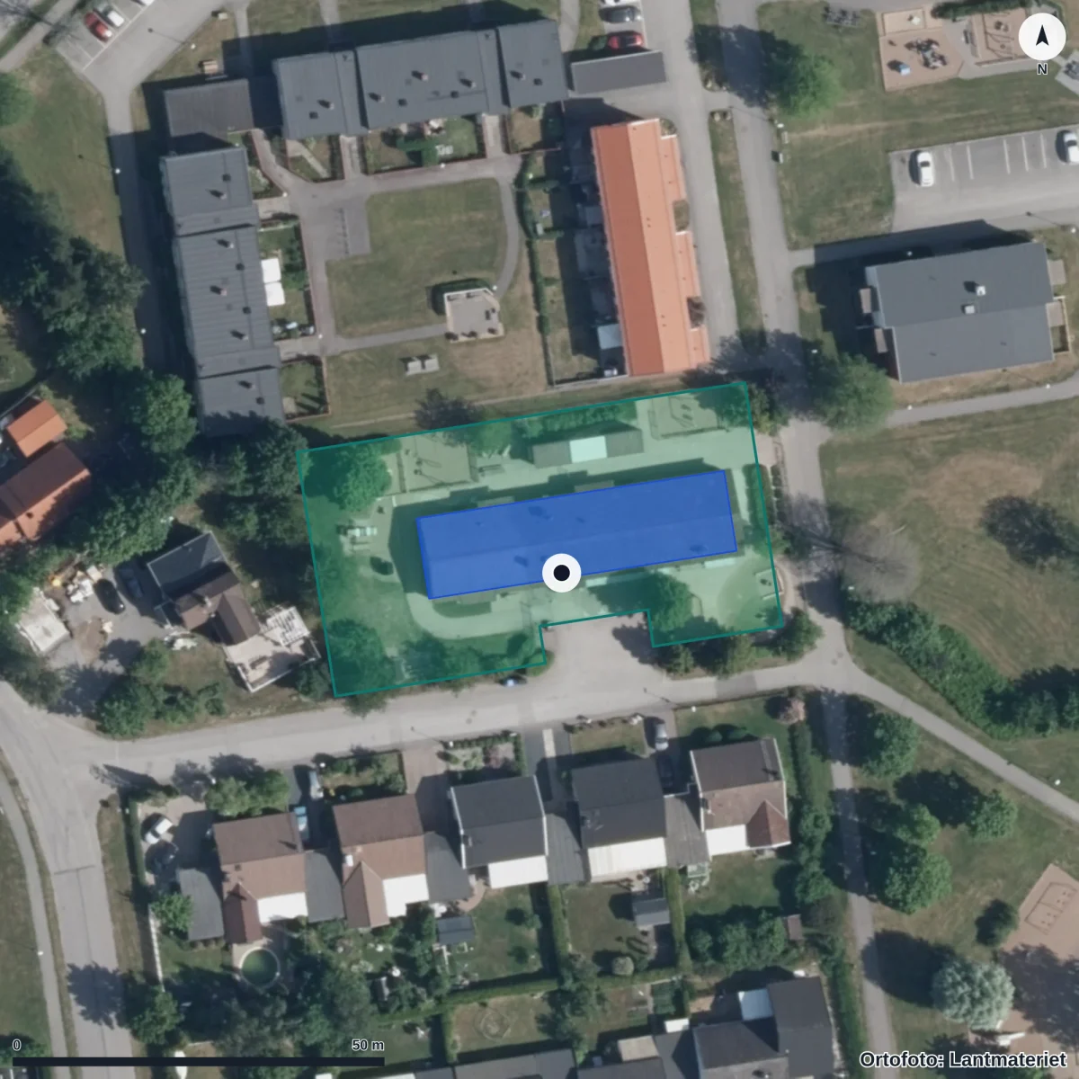Flygbild över Tulpanvägen 1, ortofoto från Lantmäteriet