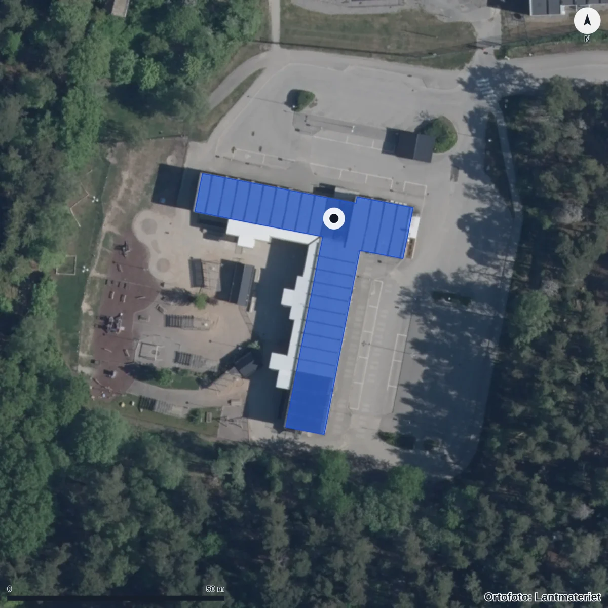 Flygbild över Skogsdungen, ortofoto från Lantmäteriet