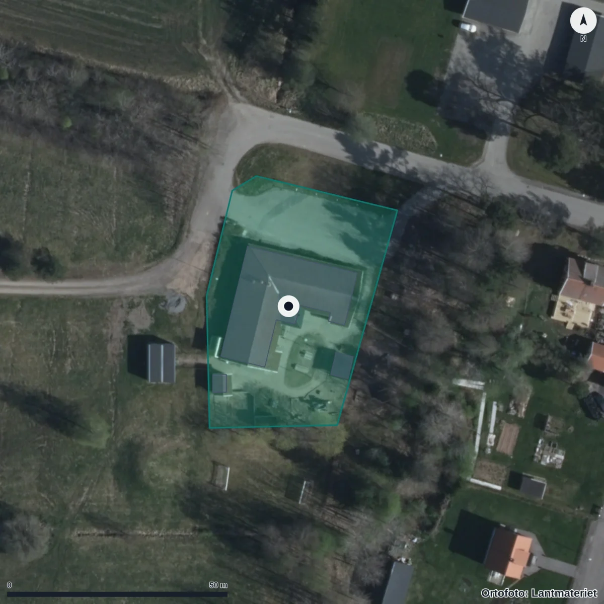 Flygbild över Jordgubben, ortofoto från Lantmäteriet