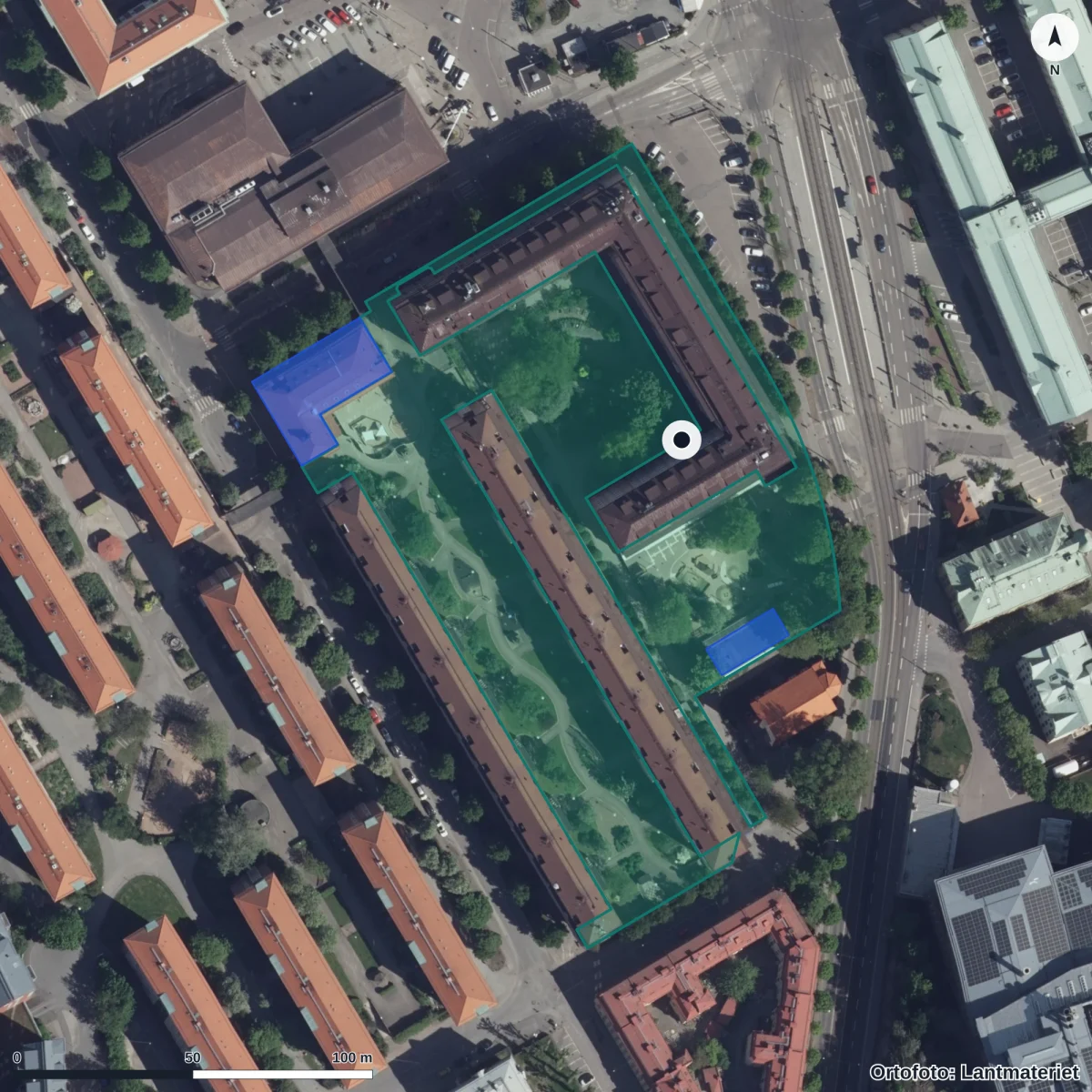 Flygbild över Kapellgången 8 Förskola, ortofoto från Lantmäteriet