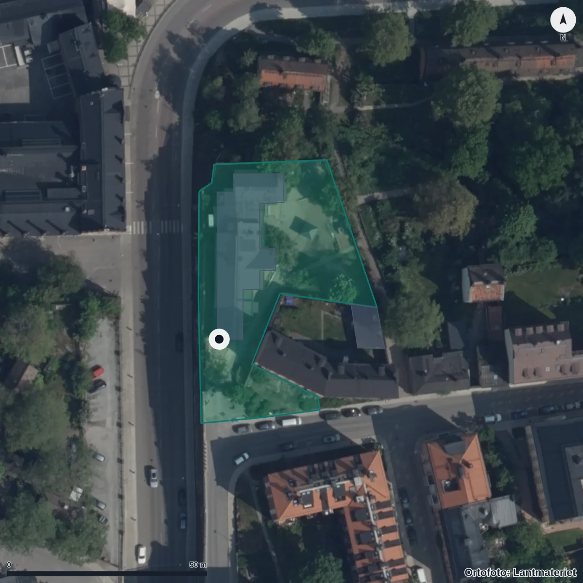 Flygbild över Förskolan Sol Och Måne, ortofoto från Lantmäteriet