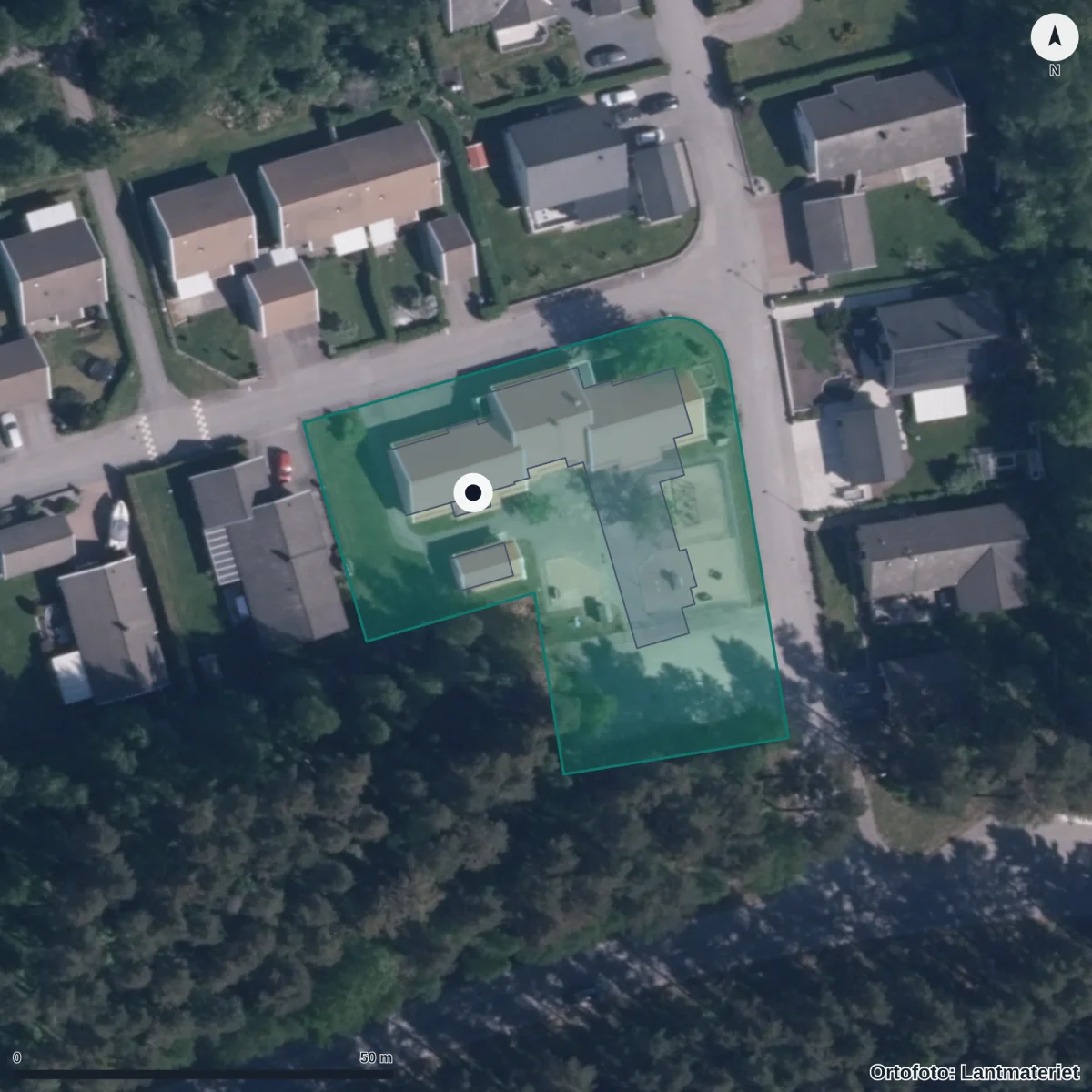 Flygbild över Tallkottens Förskola, ortofoto från Lantmäteriet