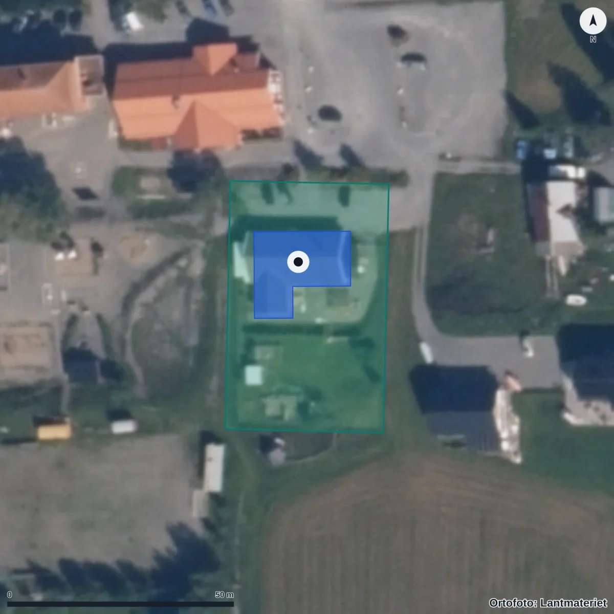Flygbild över Guldkusten AB, ortofoto från Lantmäteriet