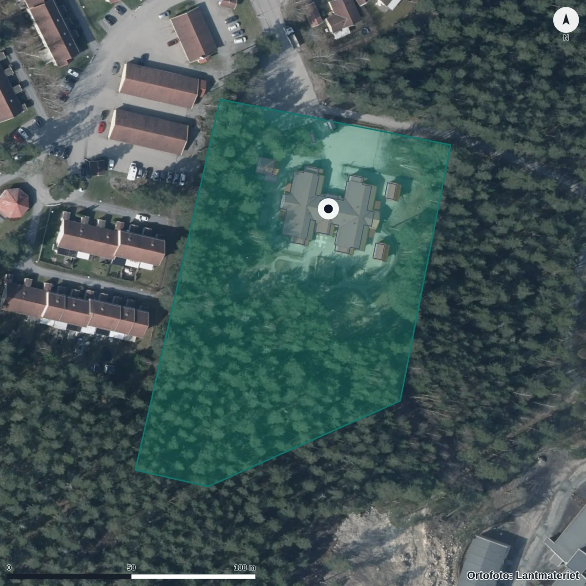Flygbild över Stöttestenen, ortofoto från Lantmäteriet