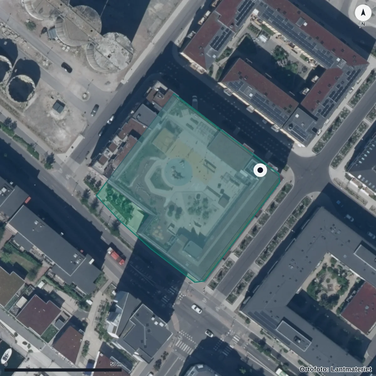 Flygbild över Tärnans Förskola, ortofoto från Lantmäteriet