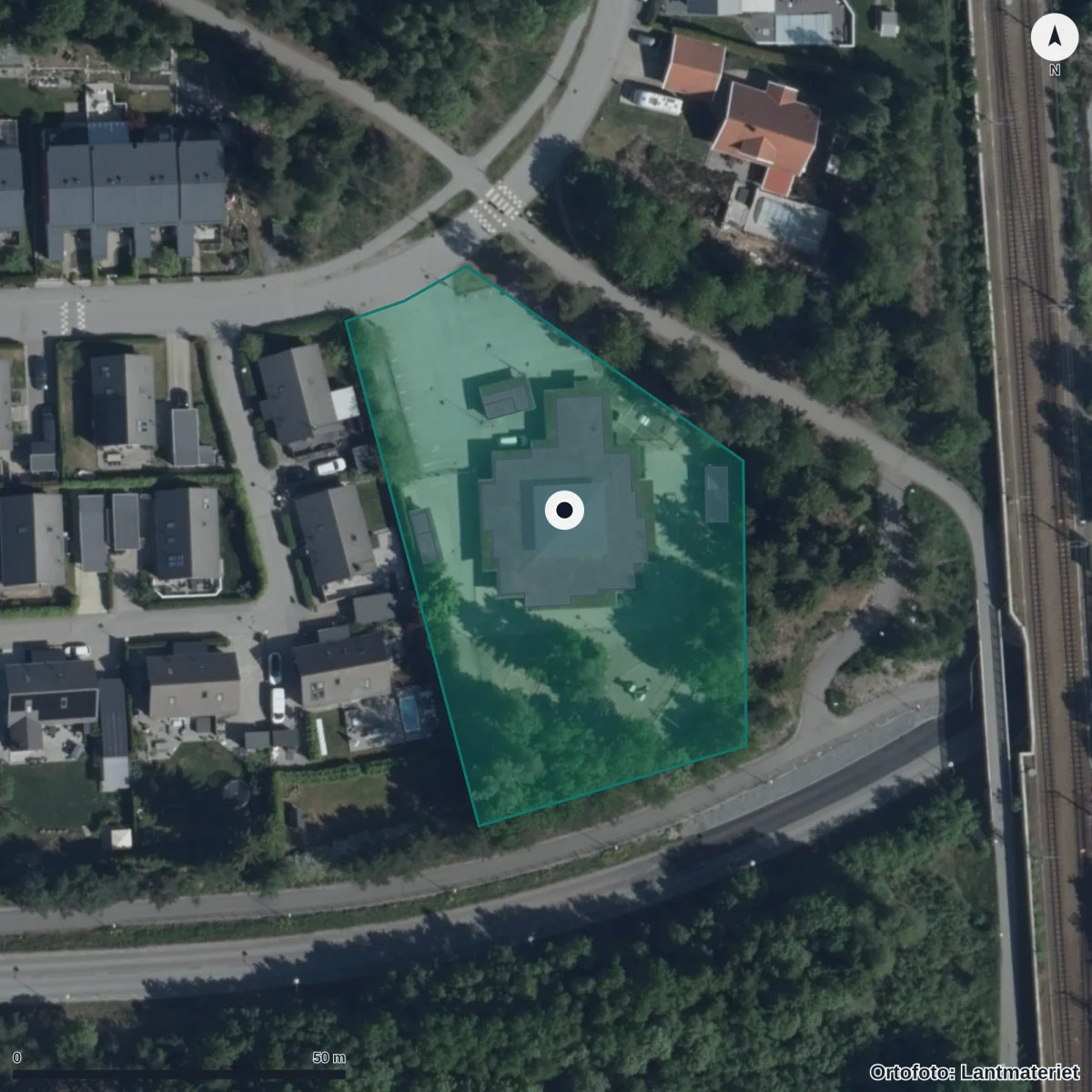Flygbild över Bällstalund, ortofoto från Lantmäteriet