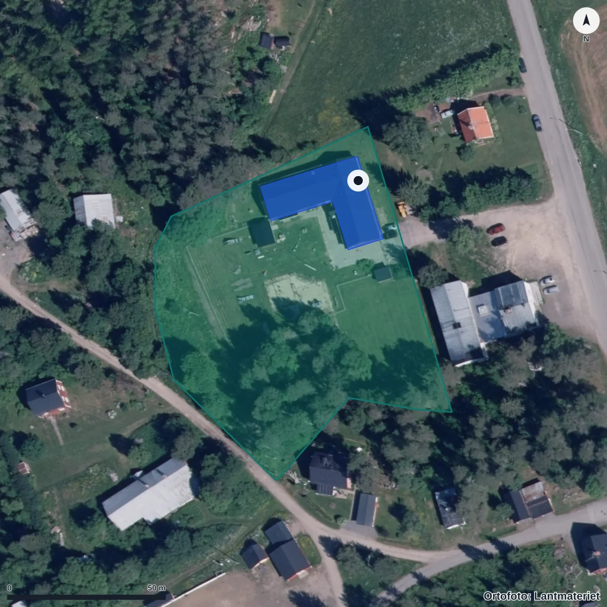 Flygbild över Förskolan Lillebo, ortofoto från Lantmäteriet