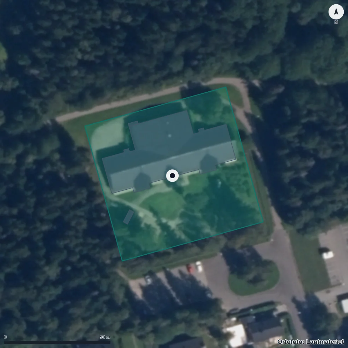 Flygbild över Videgårdens Förskola, ortofoto från Lantmäteriet