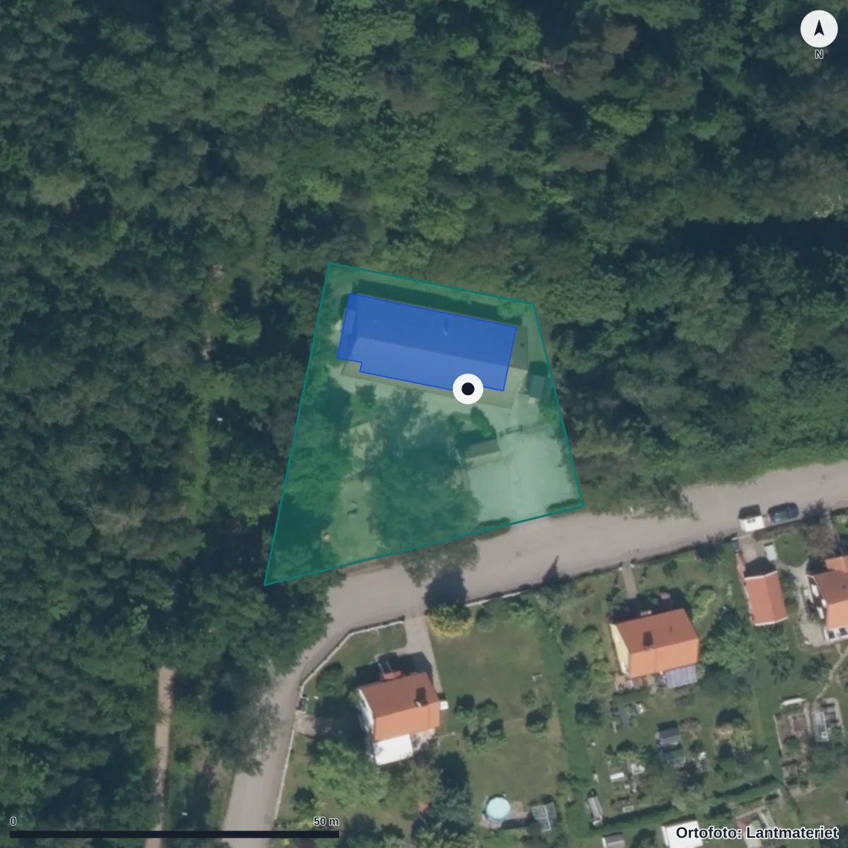 Flygbild över Förskolan Götgatan, ortofoto från Lantmäteriet