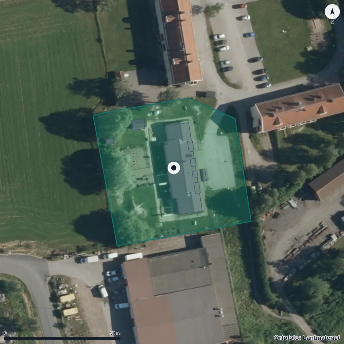 Flygbild över Jönåkers Förskola, ortofoto från Lantmäteriet