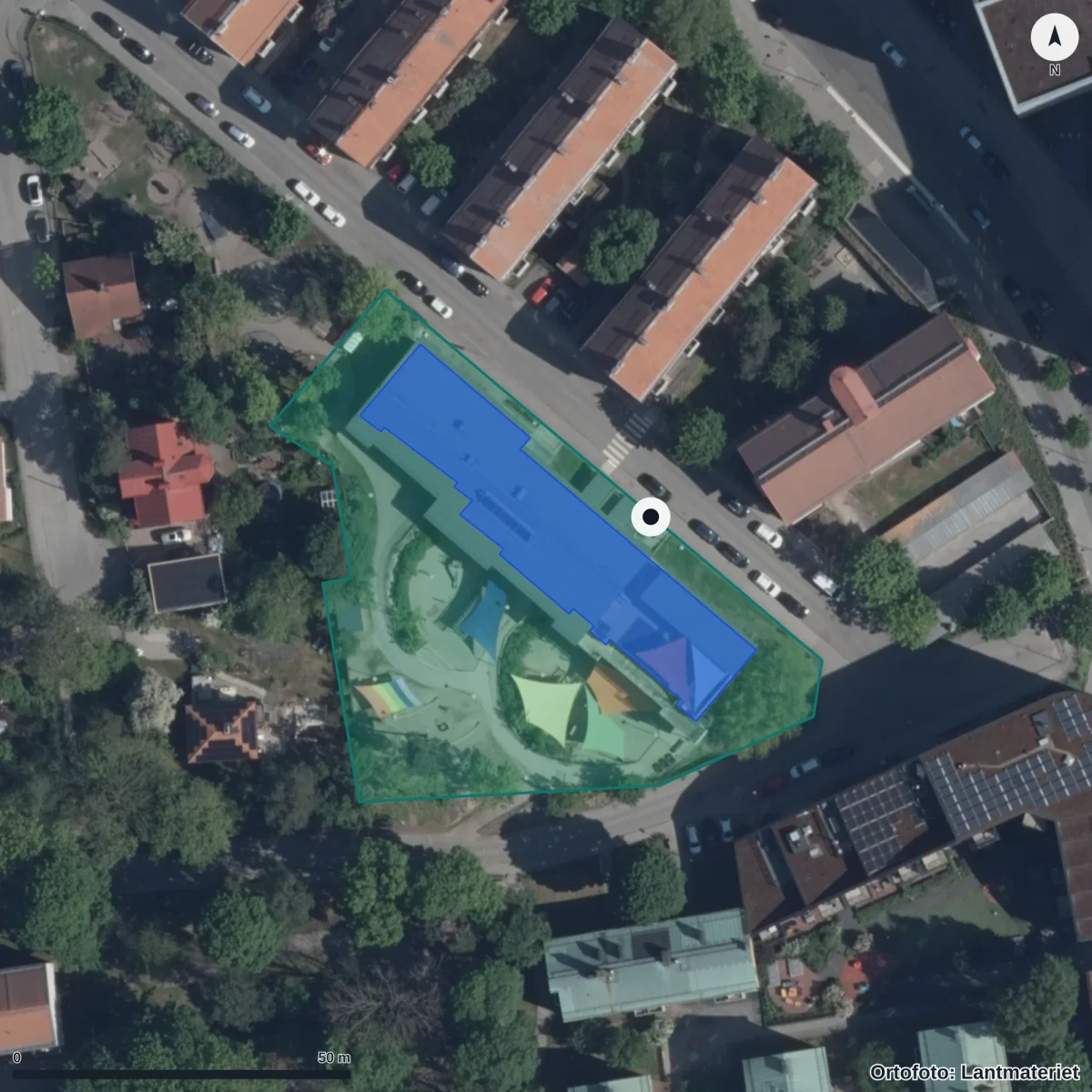 Flygbild över Kullen, ortofoto från Lantmäteriet