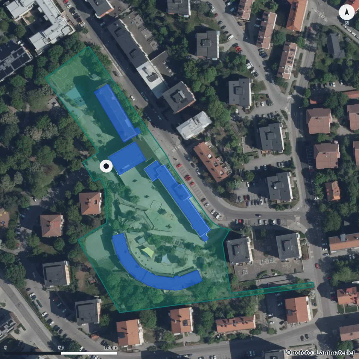 Flygbild över Klippan, ortofoto från Lantmäteriet