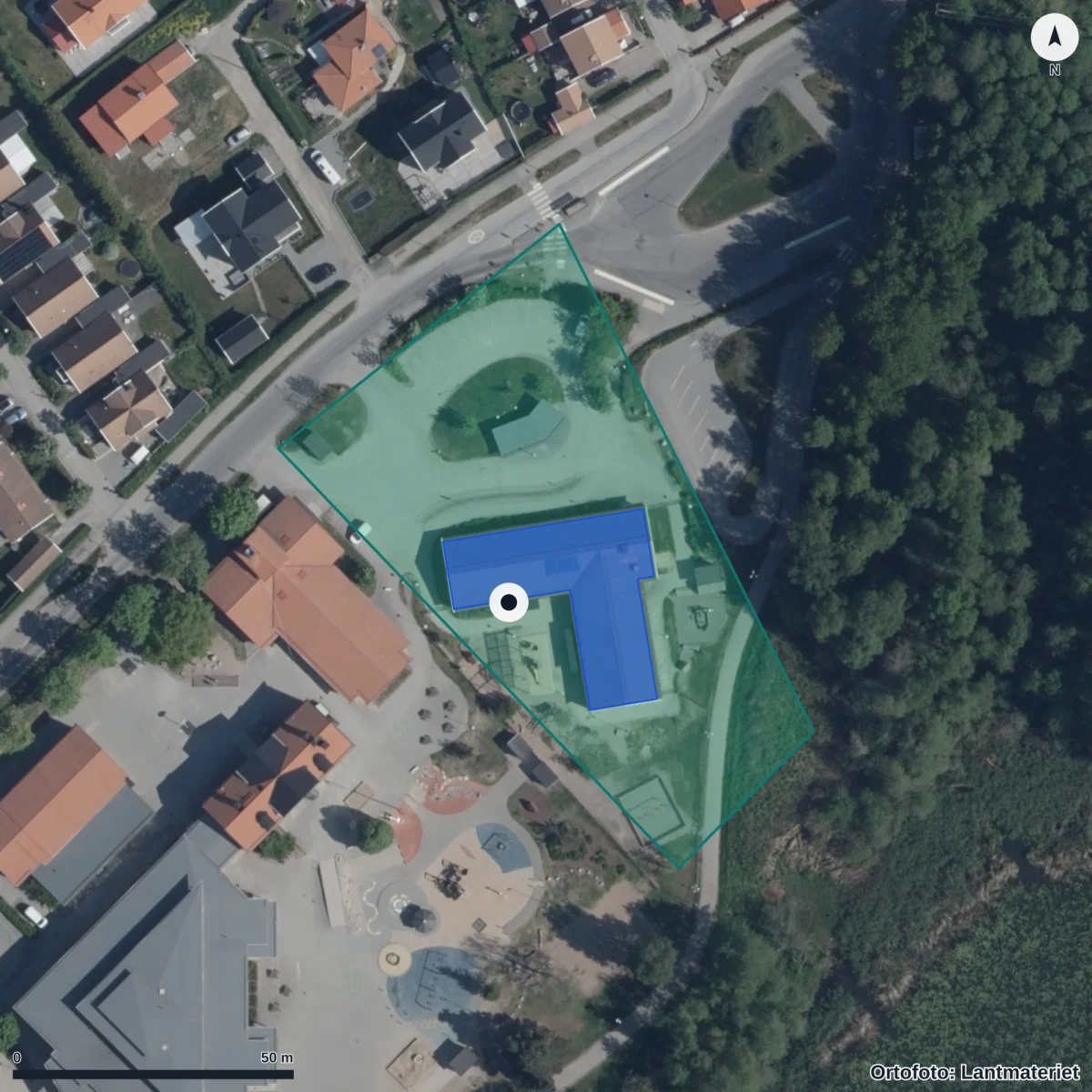 Flygbild över Bryggan, ortofoto från Lantmäteriet