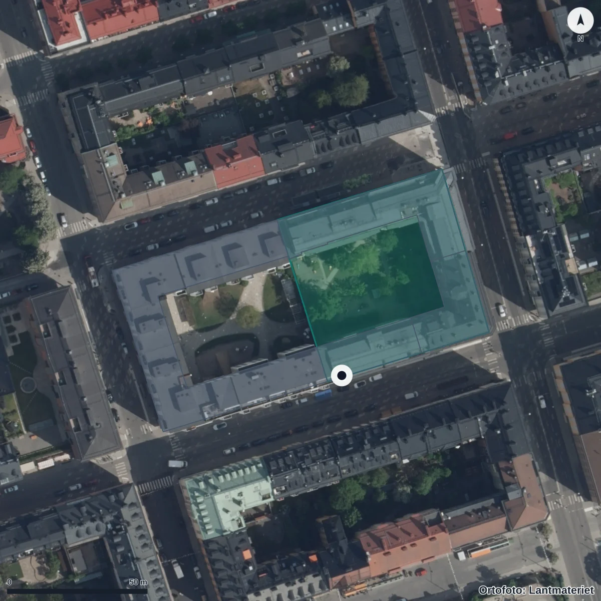 Flygbild över Förskolan Bonden, ortofoto från Lantmäteriet
