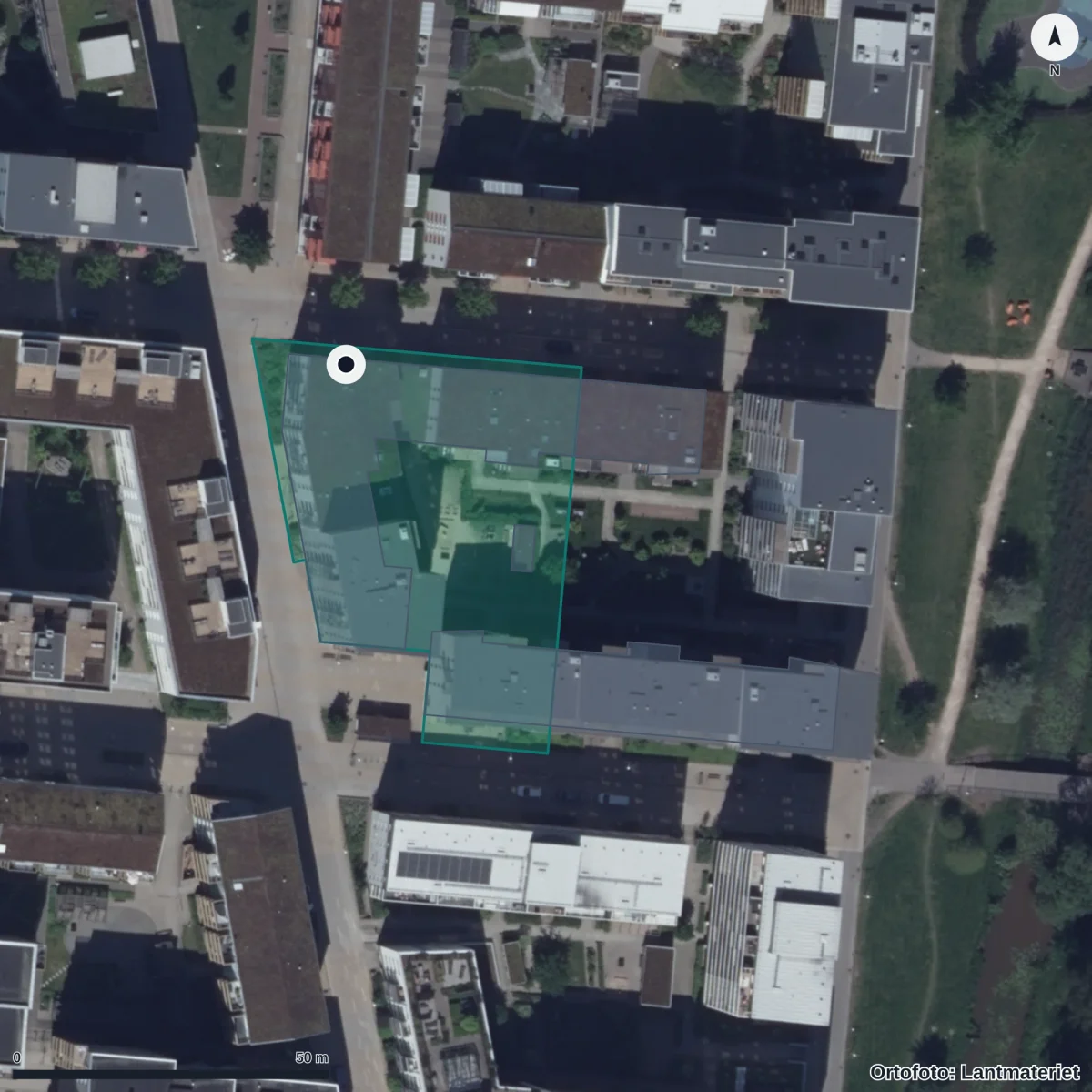 Flygbild över Solventilsgatan 10 Förskola, ortofoto från Lantmäteriet