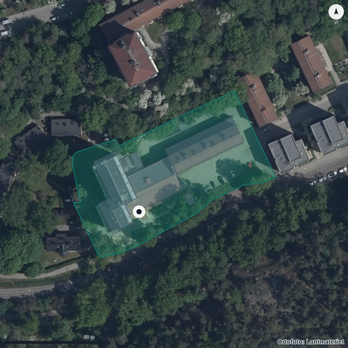 Flygbild över Förskolan Viken, ortofoto från Lantmäteriet