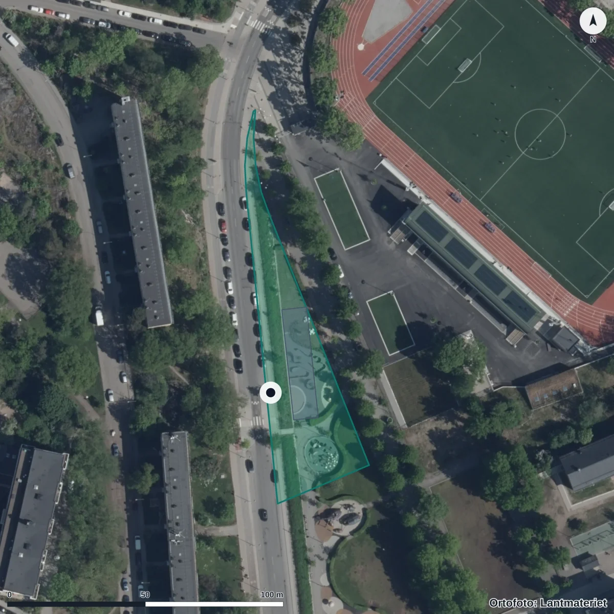 Flygbild över Förskolan Ekholmsvägen 133, ortofoto från Lantmäteriet