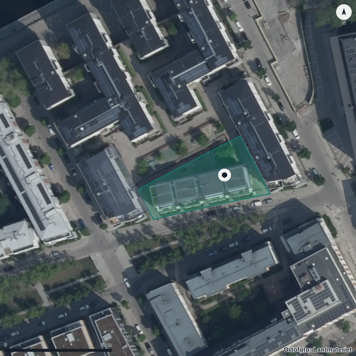Flygbild över Förskolan Sjöresan, ortofoto från Lantmäteriet