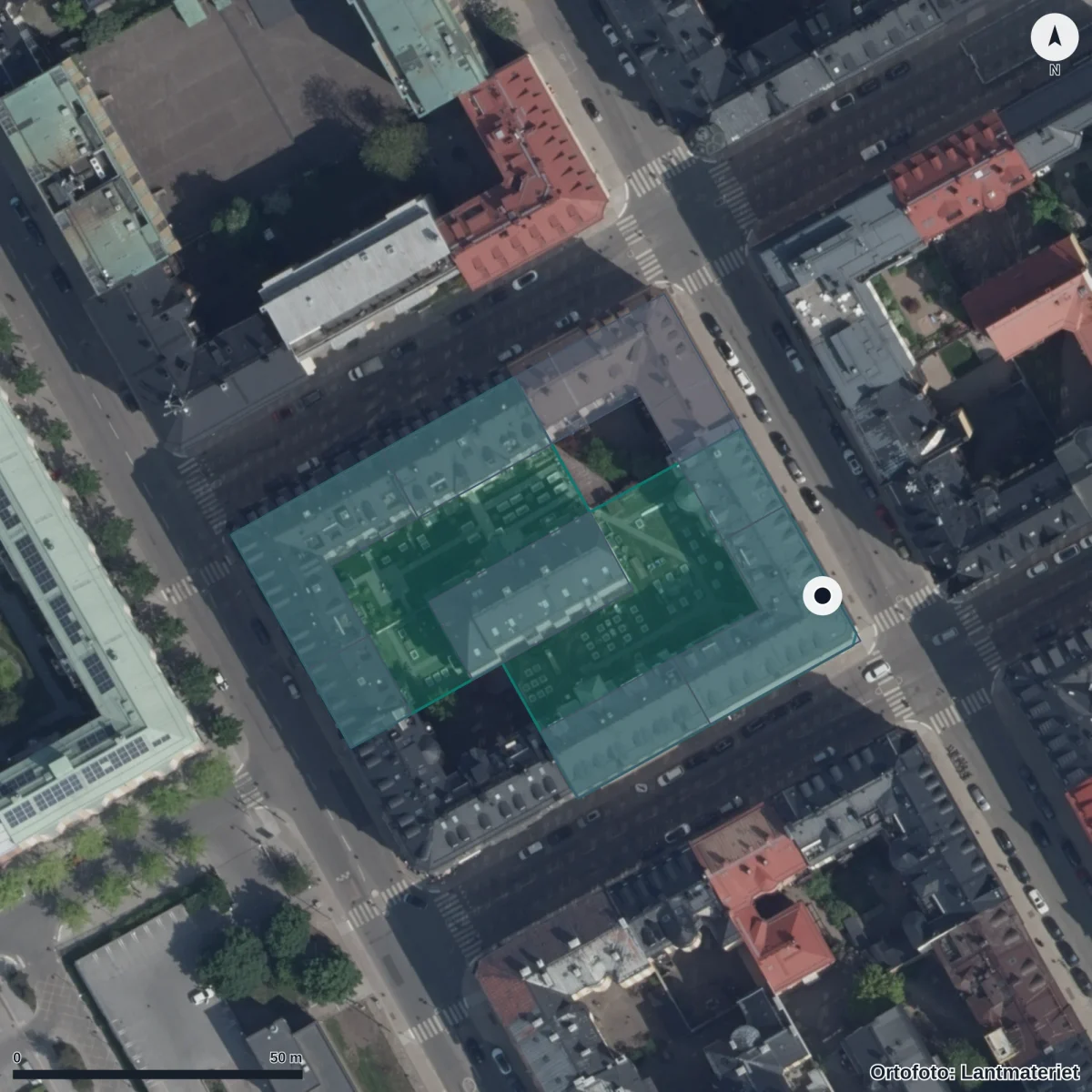 Flygbild över Förskolan Orion, ortofoto från Lantmäteriet