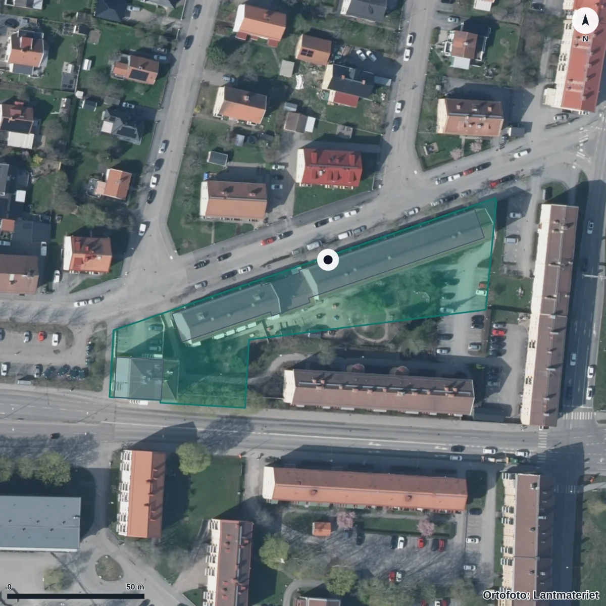 Flygbild över Nyckelpigan, ortofoto från Lantmäteriet
