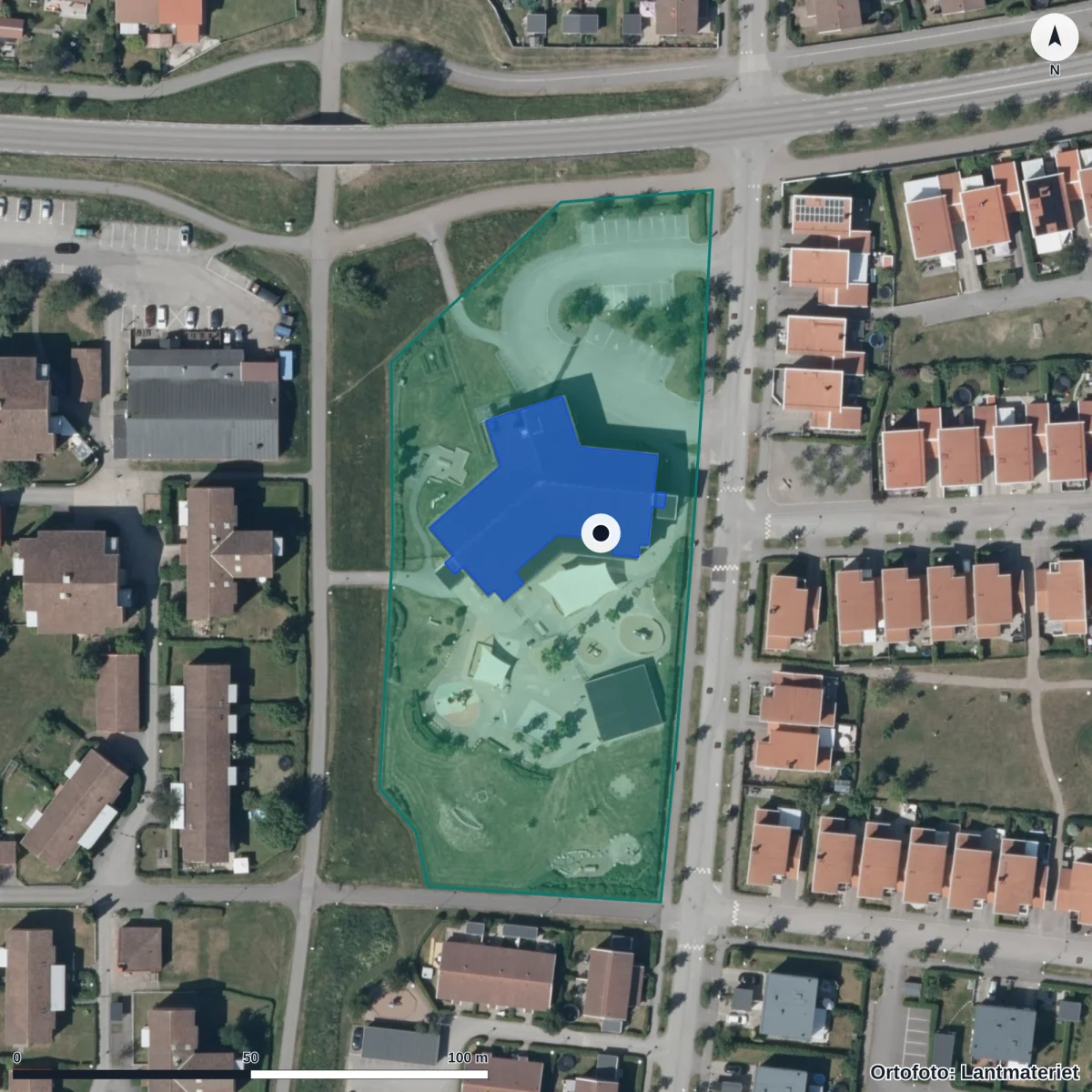Flygbild över Utsädesgatan 60, ortofoto från Lantmäteriet