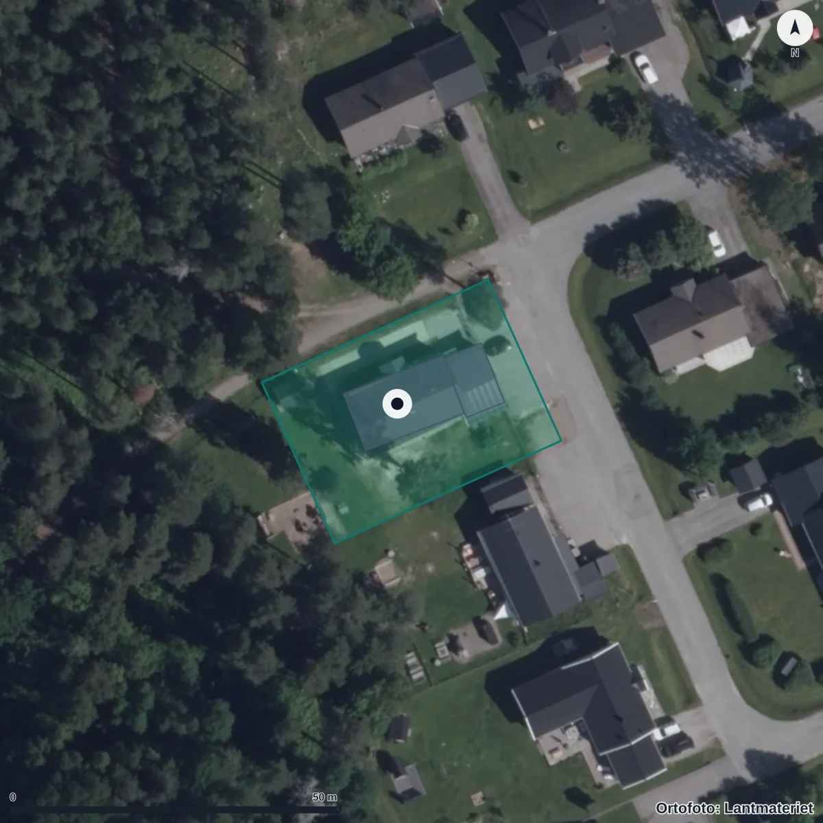 Flygbild över Böle Förskola, ortofoto från Lantmäteriet