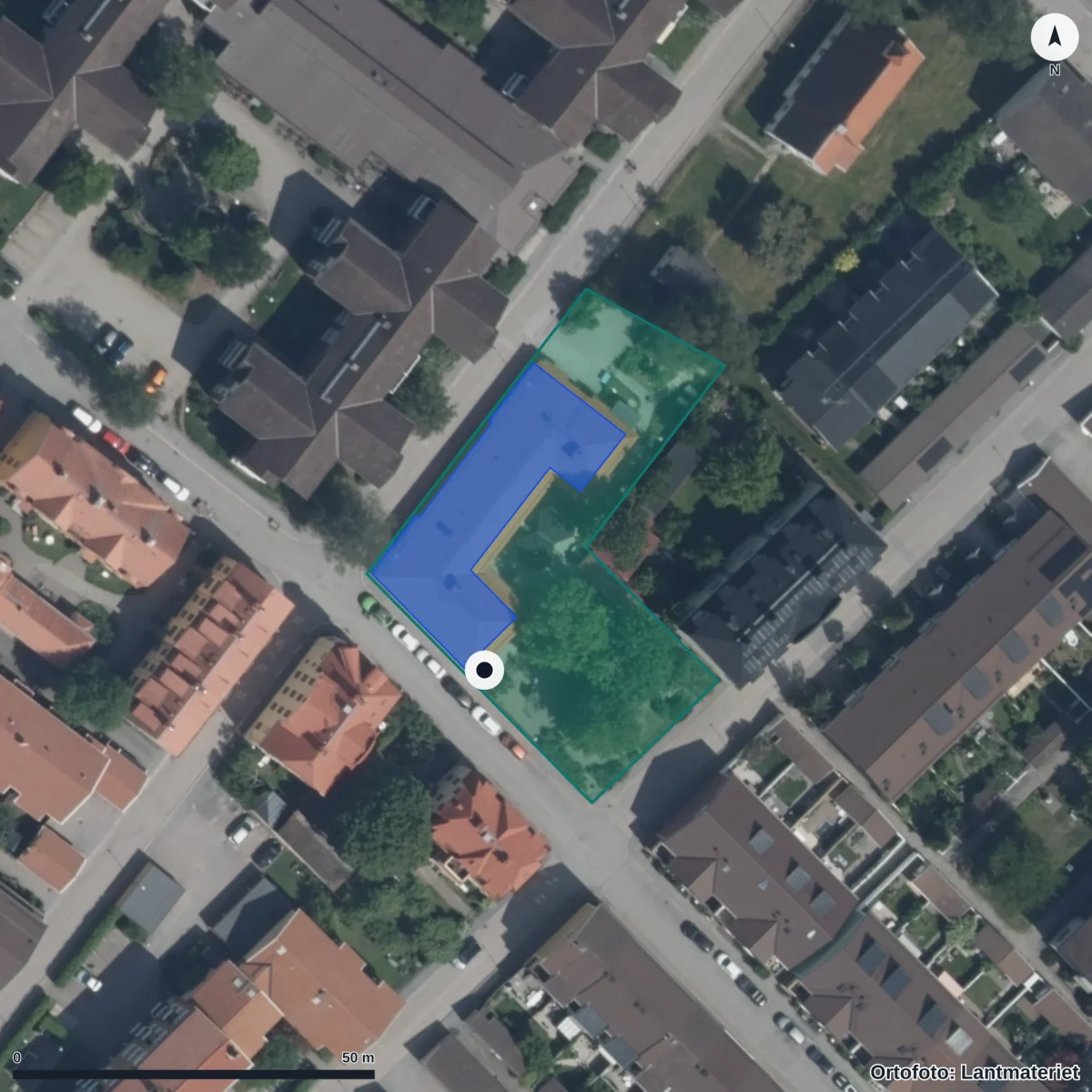 Flygbild över Kims Förskola, ortofoto från Lantmäteriet