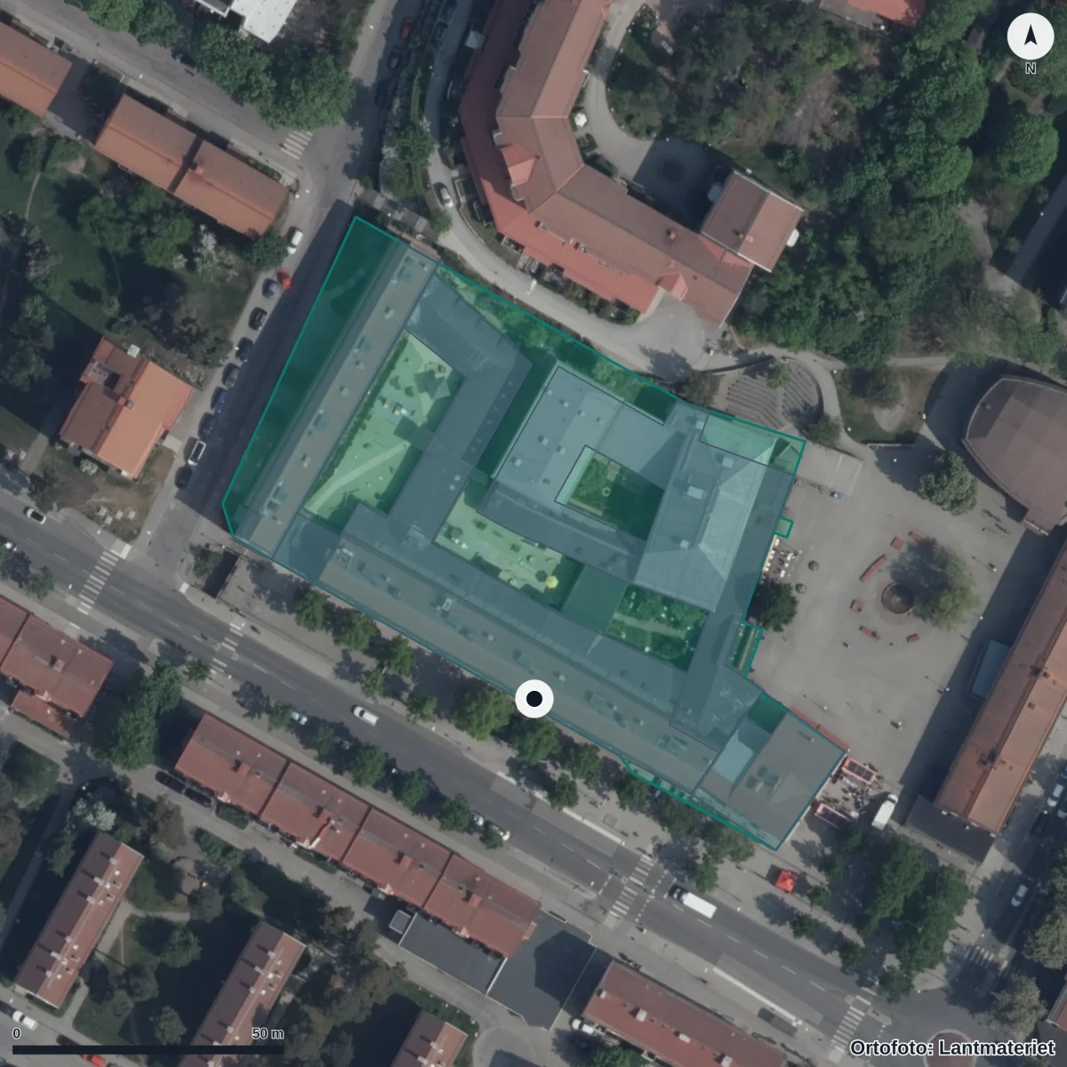 Flygbild över Förskolan Torget, ortofoto från Lantmäteriet